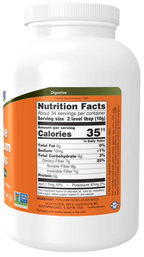 NOW Foods Whole Psyllium Husks, Powder - 340 grams sudetis