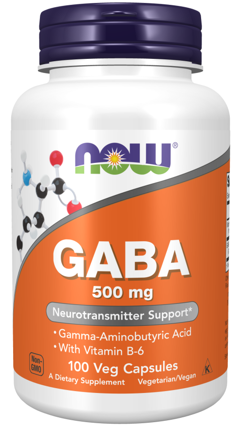 NOW GABA 500mg 100 Veg. Kapsulių (100 porcijų) kaina