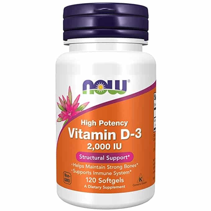 Now High potency Vitamin D-3 2000 IU 120 softgels kaina