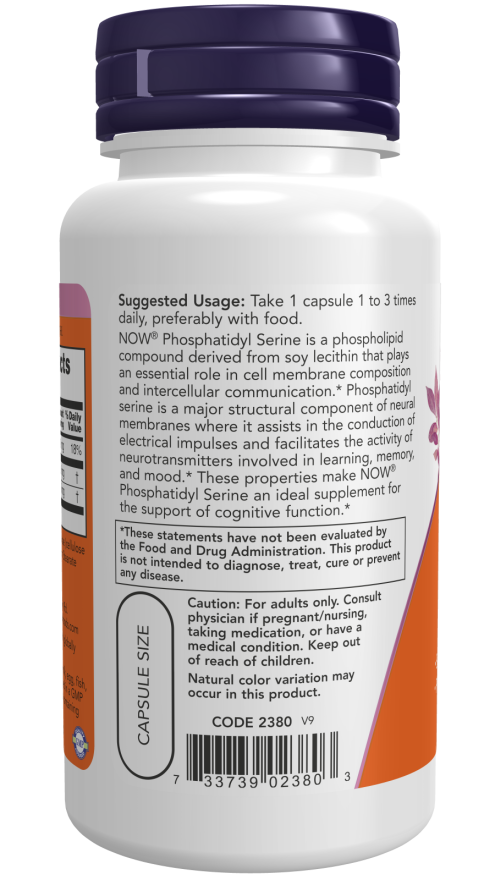 NOW Phosphatidyl Serine 100mg 60 Veg. Capsules naudojimas