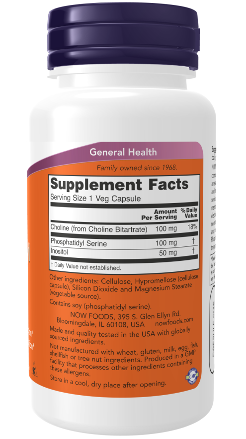 NOW Phosphatidyl Serine 100mg 60 Veg. Capsules sudetis
