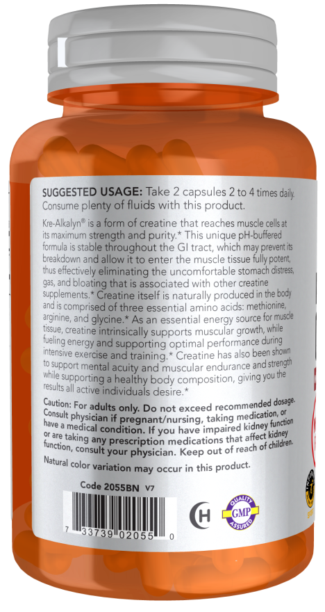 NOW Sports Kre-Alkalyn Creatine 750mg 120 veg caps vartojimas