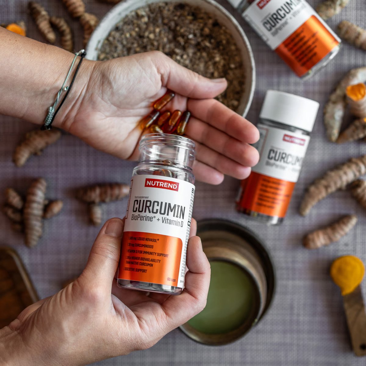 NUTREND Curcumin + Bioperine + Vit D, 60kaps baneris