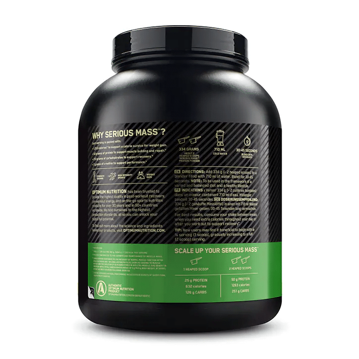 Optimum Nutrition Serious Mass 2730g vartojimas