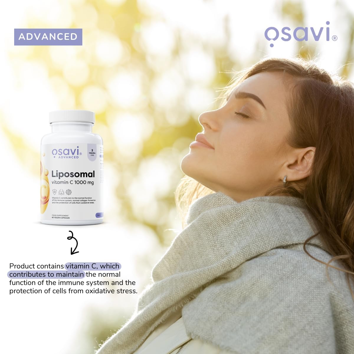 Osavi Liposominis vitaminas C – 1000 mg, 120 veganiškų kapsulių