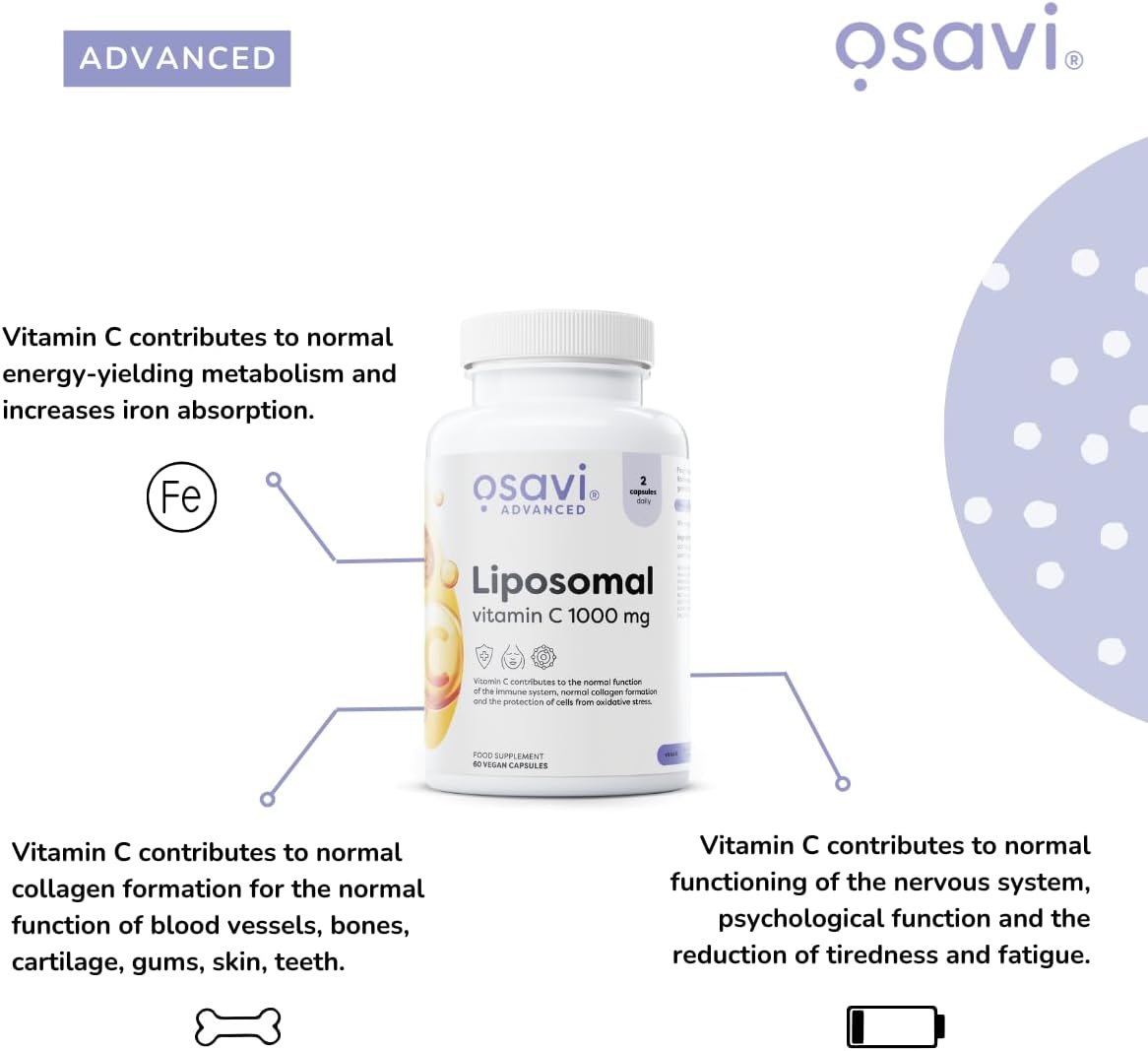 Osavi Liposominis vitaminas C – 1000 mg, 120 veganiškų kapsulių