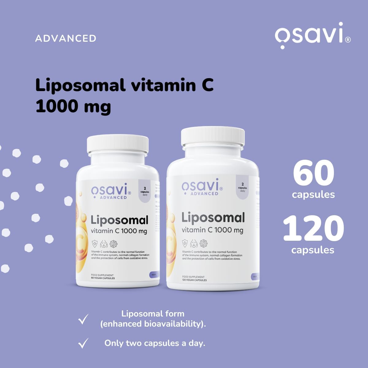Osavi Liposominis vitaminas C – 1000 mg, 120 veganiškų kapsulių