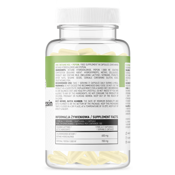 OstroVit Betaine HCl + Pepsin 100 caps sudetis