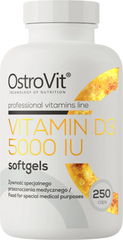OstroVit VITAMIN D3 5000 softgels 250 caps kaina akcija