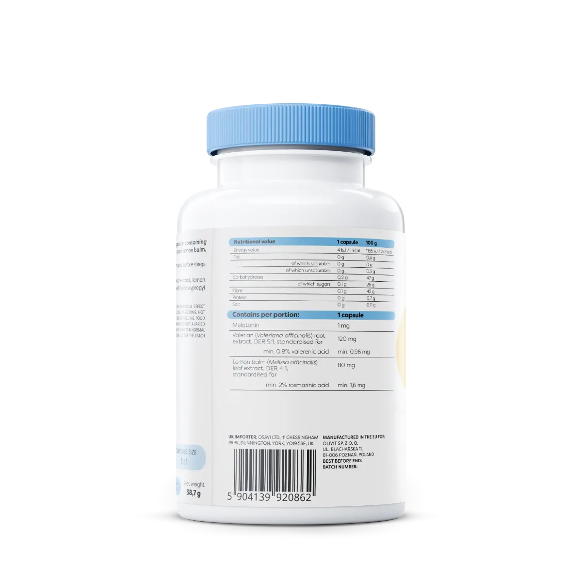 Osavi Melatonin 1 mg with Valerian and Lemon Balm 120 capsules
