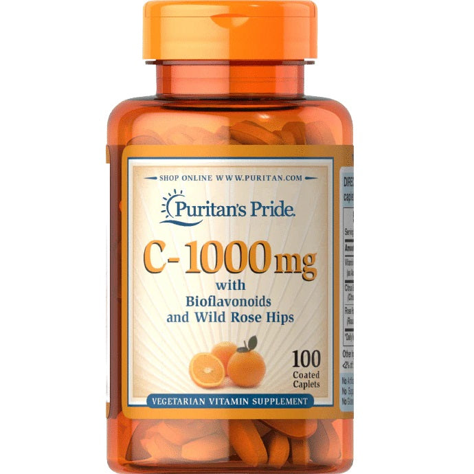 Puritan's Pride Vitamin C-1000 mg Complex with Bioflavonoids & Rose Hips – 100 dengtų tablečių