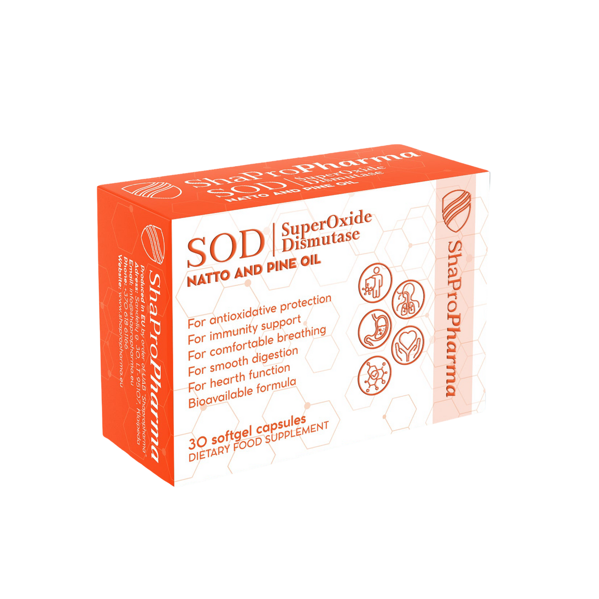 Shapropharma SOD (Superoksido dismutazė + Natto + Paprastosios pušys) 30 kapsulių kaina