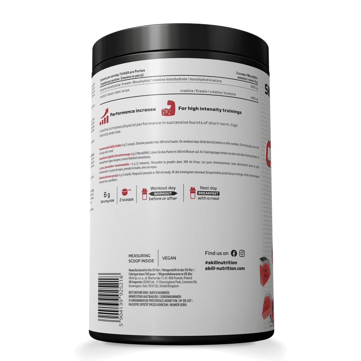 Skill Nutrition Micronised Creatine Monohydrate - 500 grams lenteles