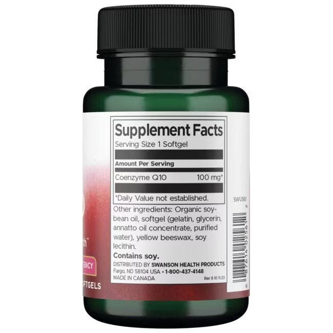 Composition of Swanson CoQ10 100mg High Potency 100 softgels