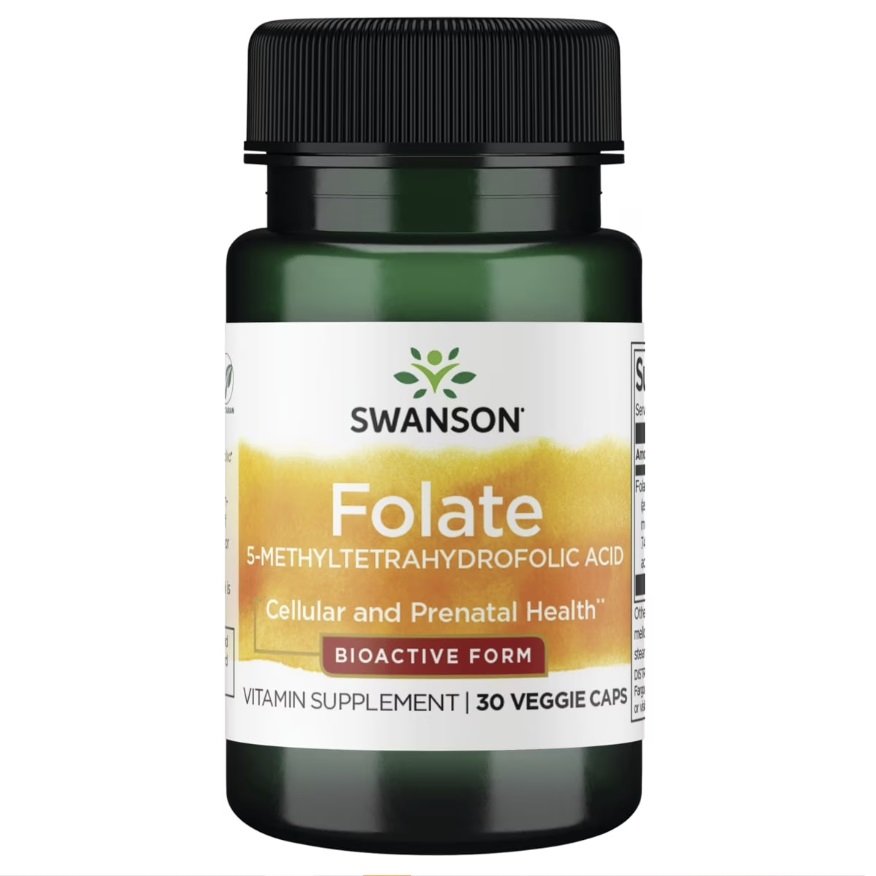 Swanson Folate (5-Methyltetrahydrofolic Acid), 400mcg - 30 vcaps