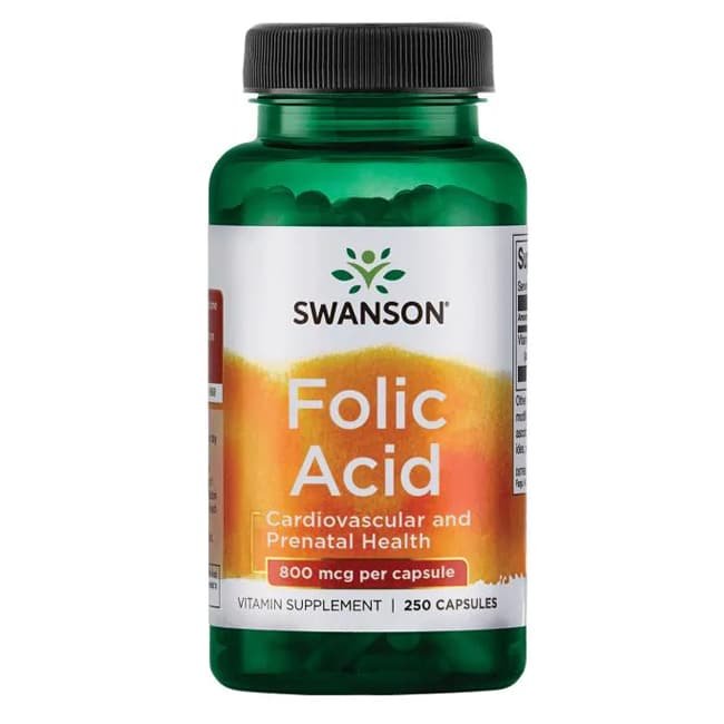 Swanson folic acid 800mcg 250caps kaina