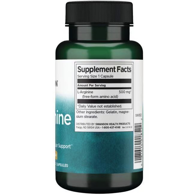 Swanson L-Arginine, 500mg - 100 caps kaina sudetis