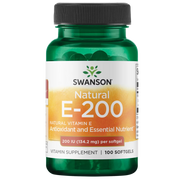 Swanson Natural Vitamin E 200IU 100 softgels kaina akcija pigu (1)