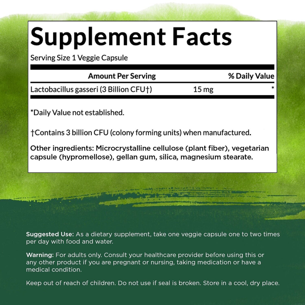 Swanson Probiotics Lactobacillus Gasseri 3 Billion CFU 60 Capsules sudetis