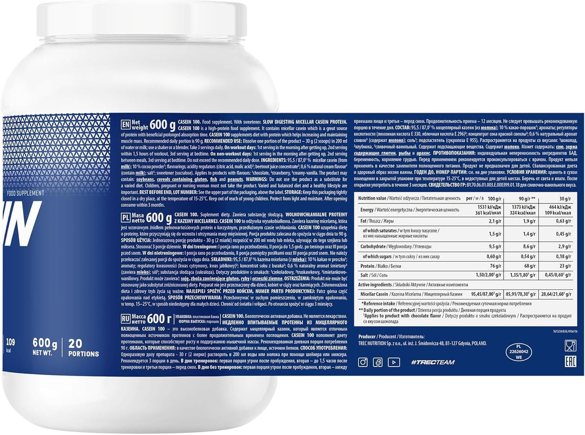 Trec CASEIN 100 600g vanilla composition